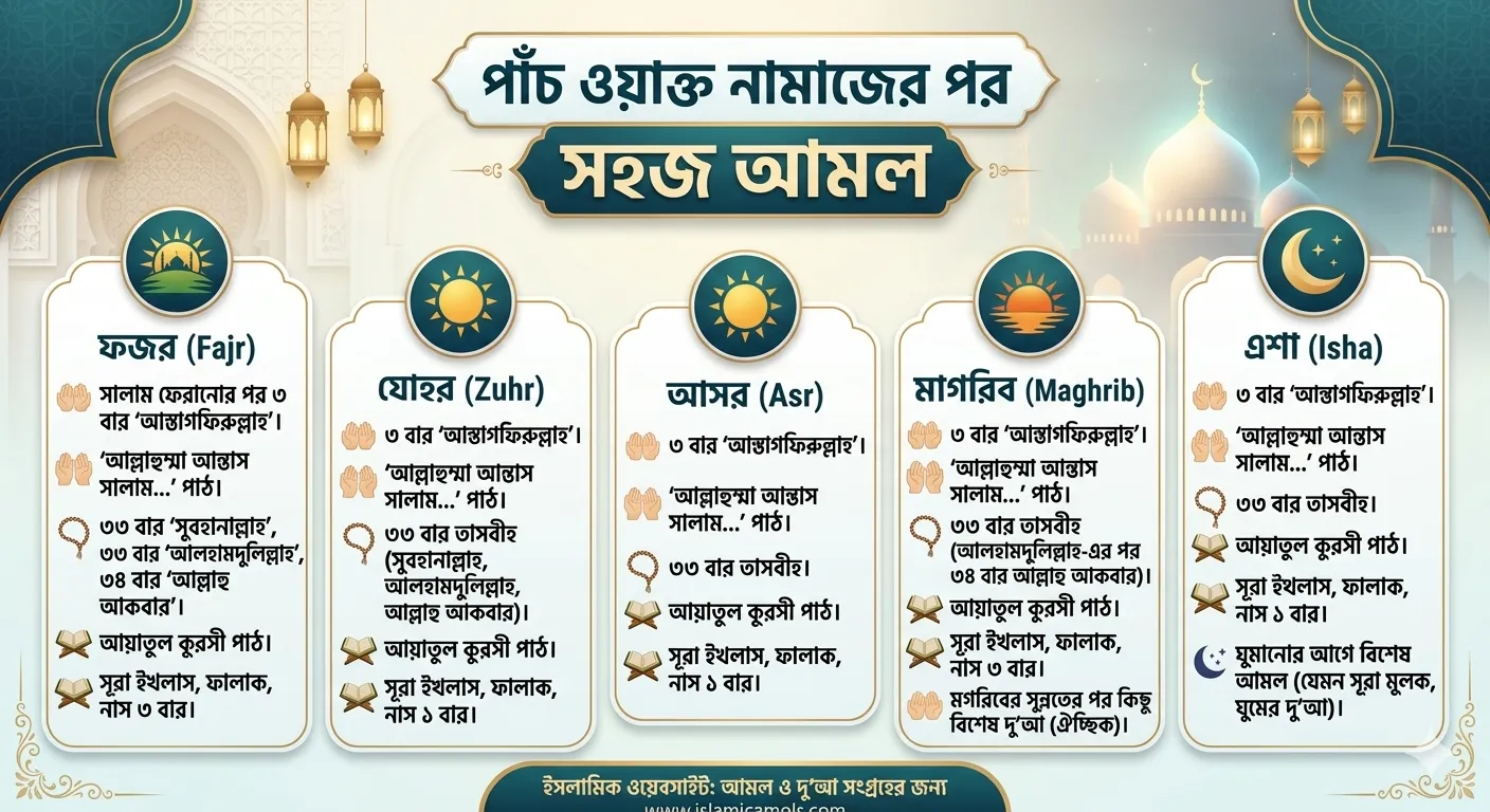 পাঁচ ওয়াক্ত নামাজের পর আমল | 12টি আমল Powerful Islamic Tips