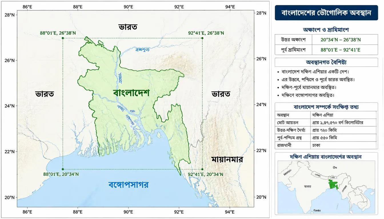 বাংলাদেশের ভৌগোলিক অবস্থান বর্ণনা কর