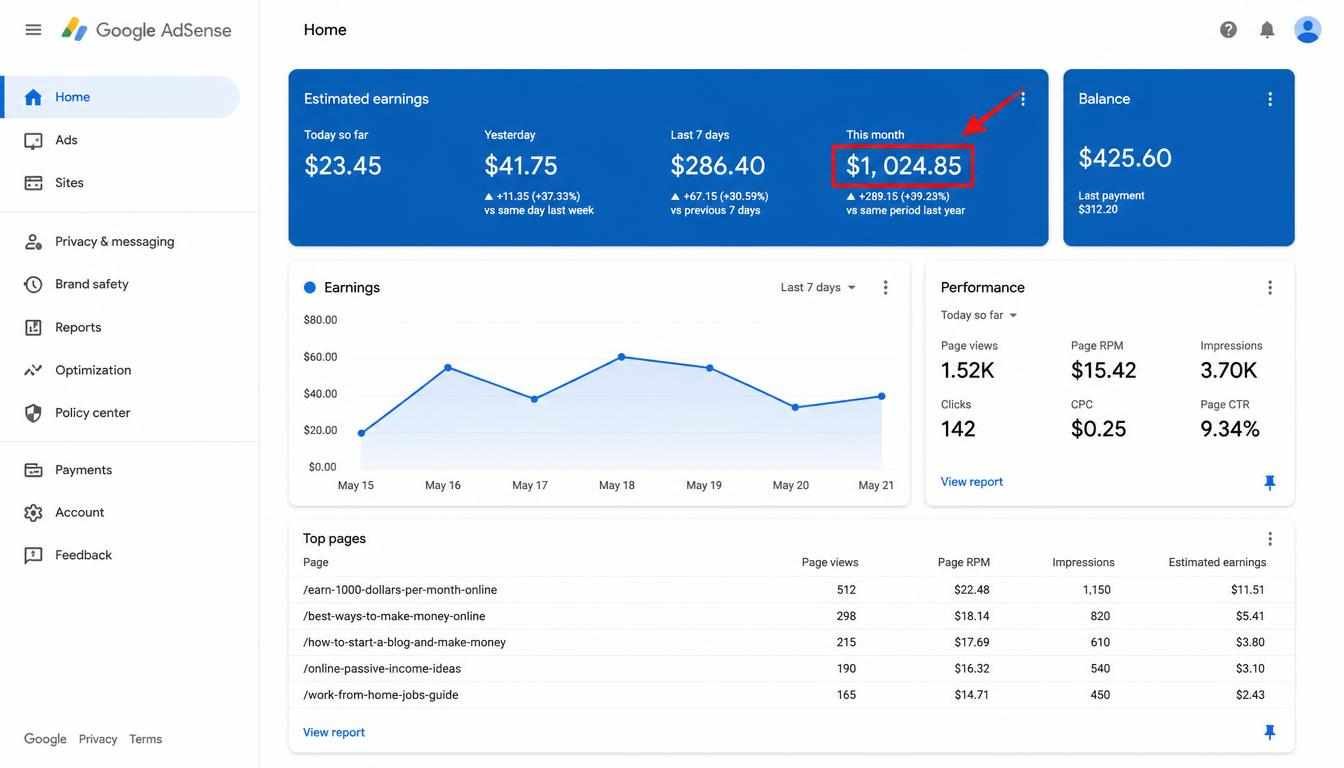 How I Started Earning $1,000 a Month from Google AdSense